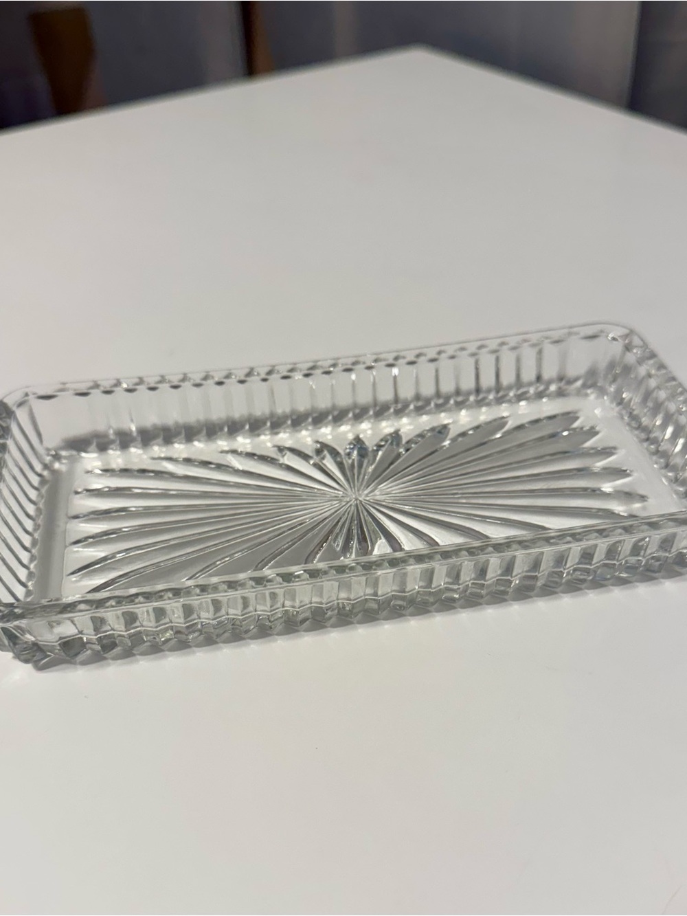 Clear Glass Rectangular Vanity Tray, Trinket Tray 8”x4”